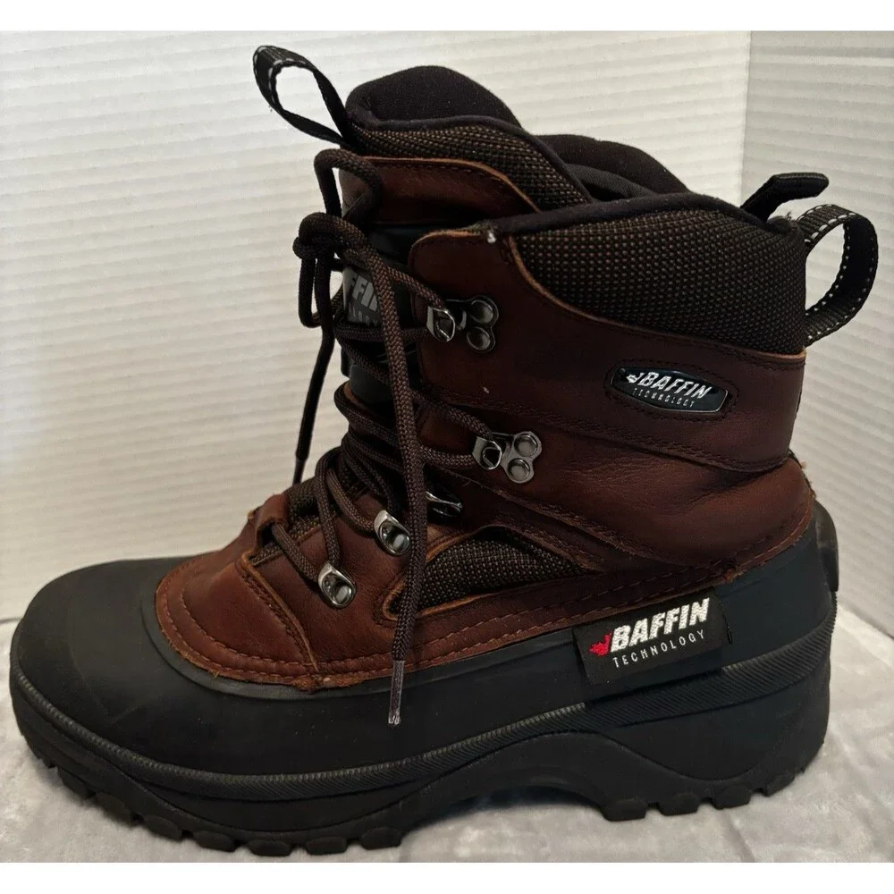 Baffin Thunder Winter Boots Bark Brown Leather Wool Liner Men's 12 Cold Climate
